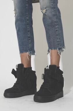 Isabel Marant Ellyn Hidden Wedge Sneakers Faded Black Mismatched Pair